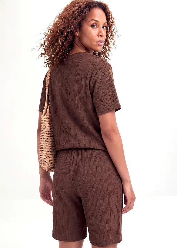 Shorts con elastico in vita in cr&ecirc;pe stropicciato, bonprix