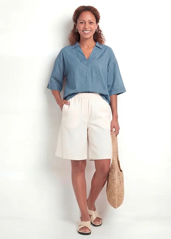 Bermuda in misto cotone paper touch, bonprix