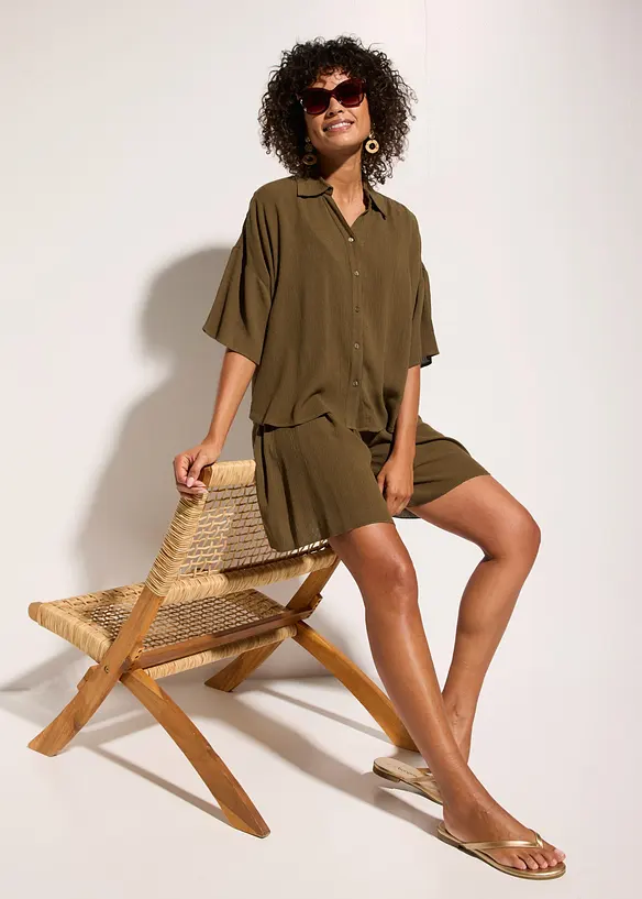 Blusa corta da mare in viscosa fluida, bonprix