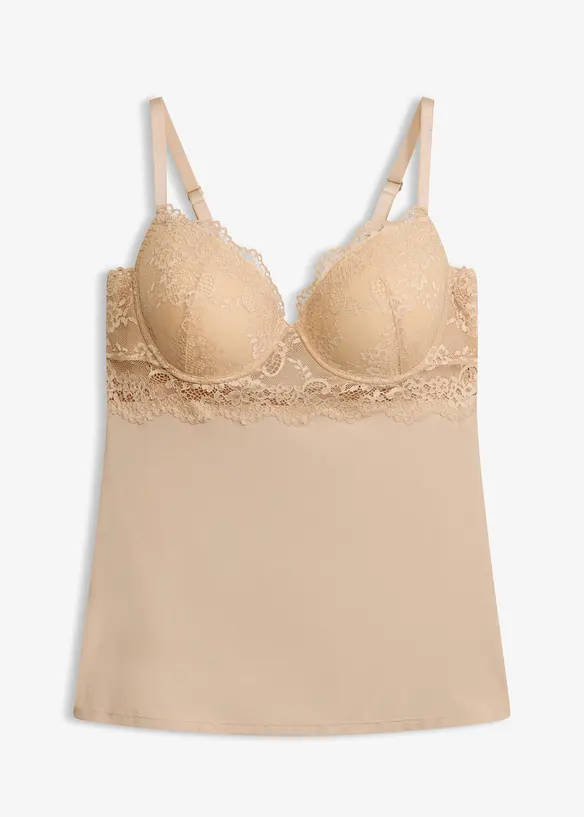 Canotta con reggiseno integrato in microfibra liscia, bonprix