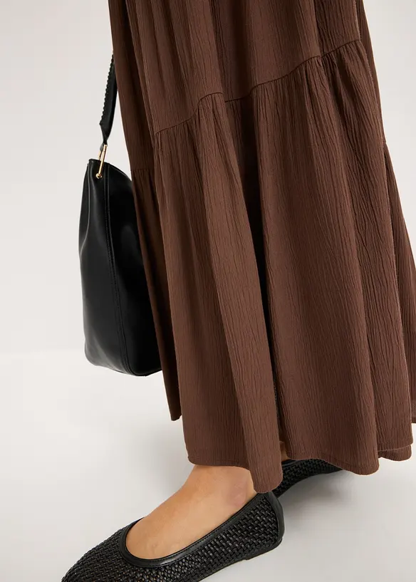 Gonna a balze lunga in viscosa operata, bonprix