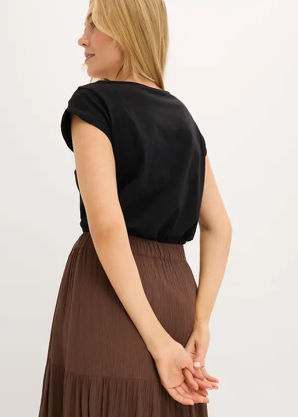 Gonna a balze lunga in viscosa operata, bonprix