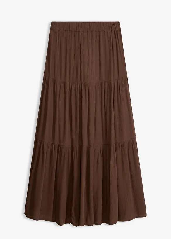 Gonna a balze lunga in viscosa operata, bonprix