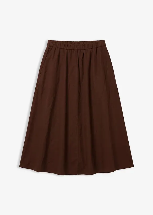 Gonna midi in misto lino, bonprix