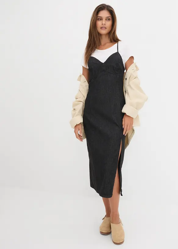 Abito di jeans con spacco, bonprix