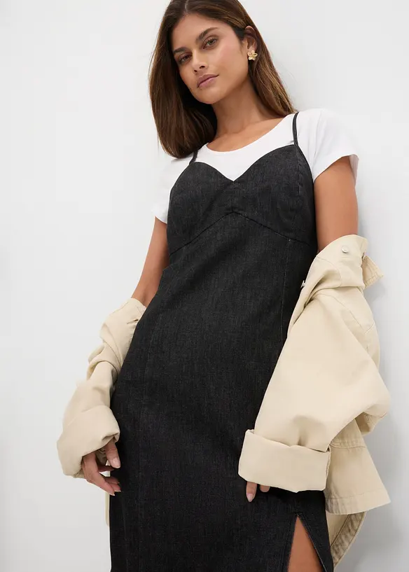 Abito di jeans con spacco, bonprix