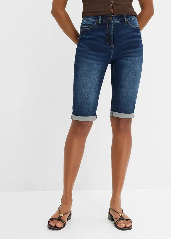 Bermuda in jeans con vita media parzialmente elasticizzata, bonprix