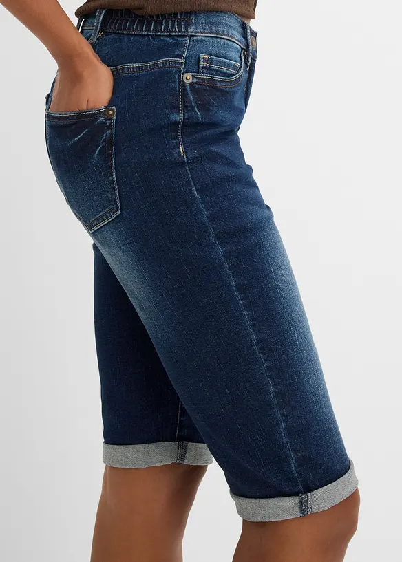 Bermuda in jeans con vita media parzialmente elasticizzata, bonprix
