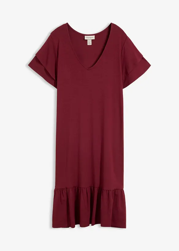 Abito di jersey con balza in misto viscosa, bonprix