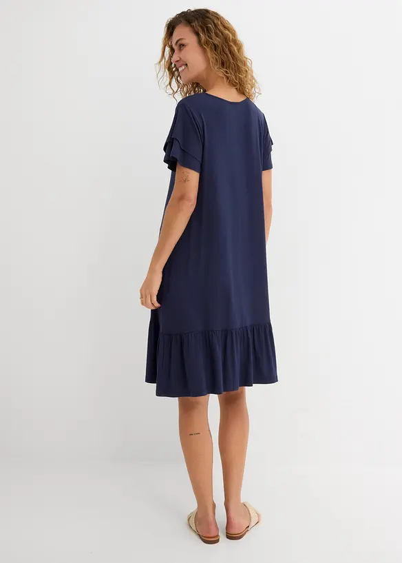 Abito di jersey con balza in misto viscosa, bonprix