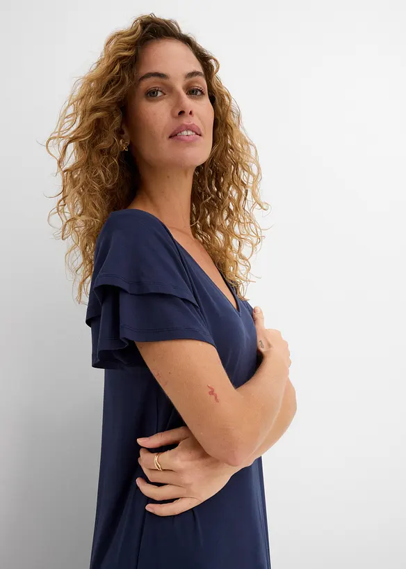 Abito di jersey con balza in misto viscosa, bonprix