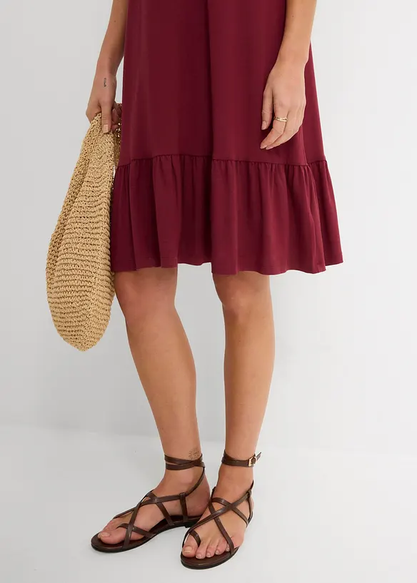 Abito di jersey con balza in misto viscosa, bonprix