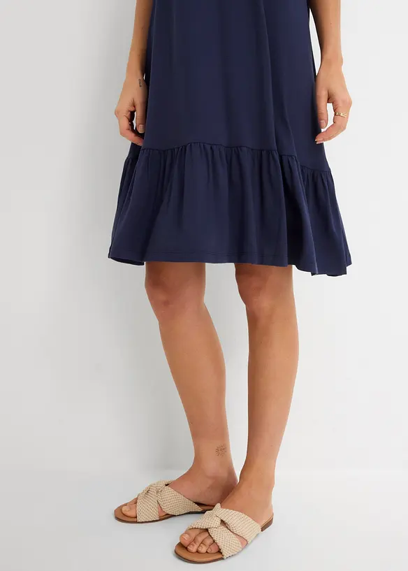 Abito di jersey con balza in misto viscosa, bonprix