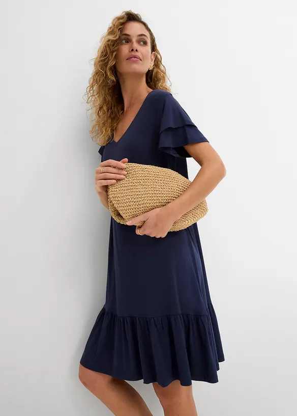 Abito di jersey con balza in misto viscosa, bonprix