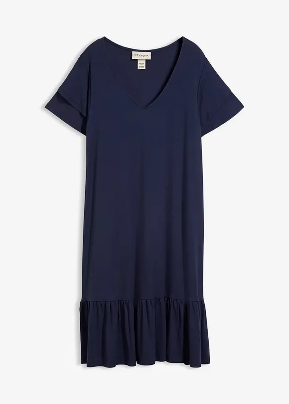 Abito di jersey con balza in misto viscosa, bonprix