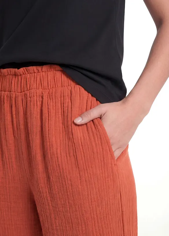 Pantaloni culotte in mussola di cotone, bonprix