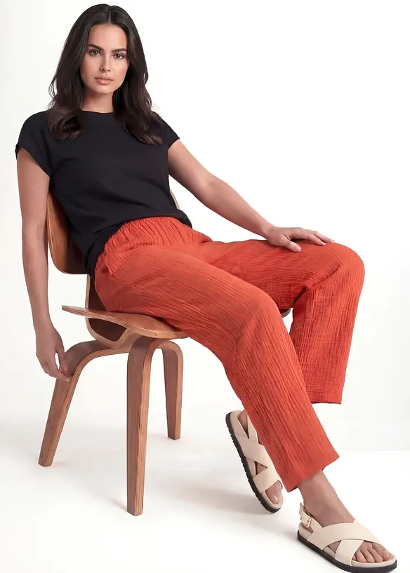 Pantaloni culotte in mussola di cotone, bonprix