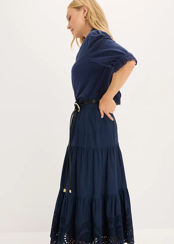 Gonna a balze con ricami traforati, bonprix