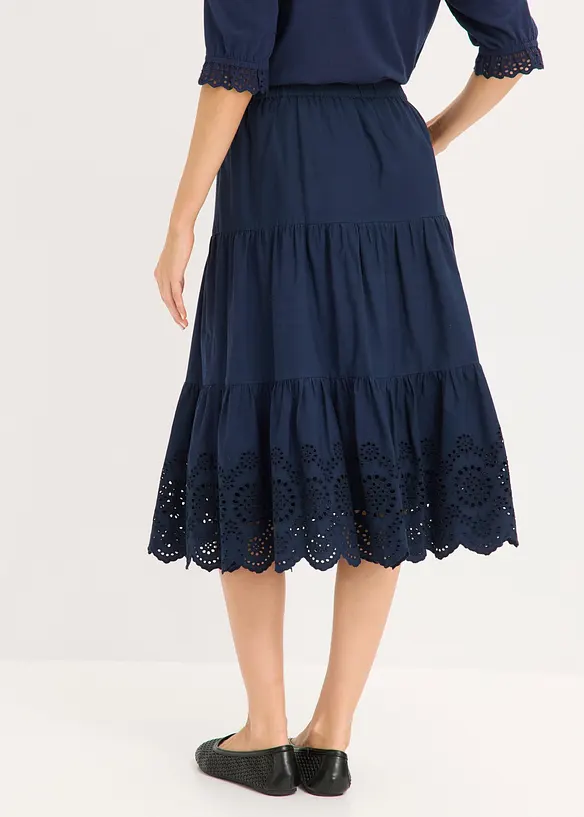 Gonna a balze con ricami traforati, bonprix