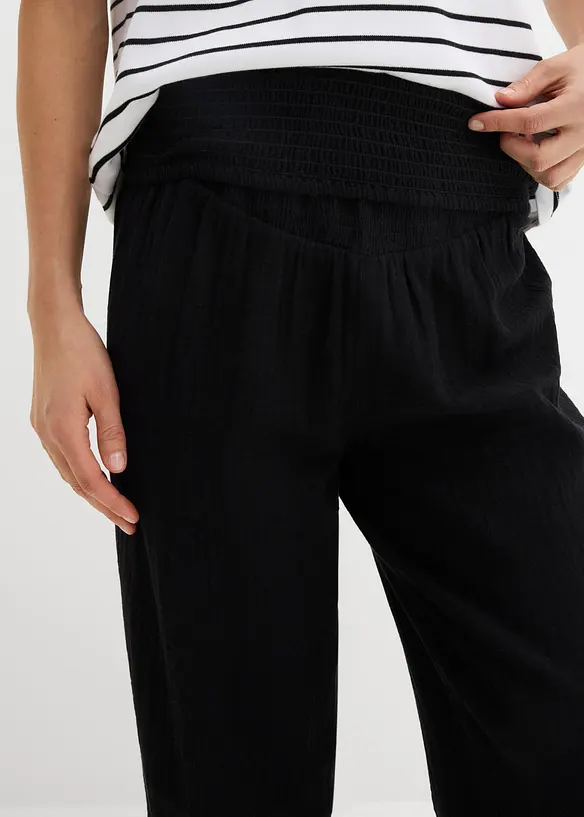 Pantaloni pr&eacute;maman 2 in 1 in mussola di puro cotone, bonprix