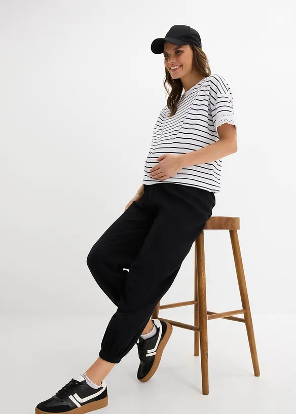 Pantaloni pr&eacute;maman 2 in 1 in mussola di puro cotone, bonprix