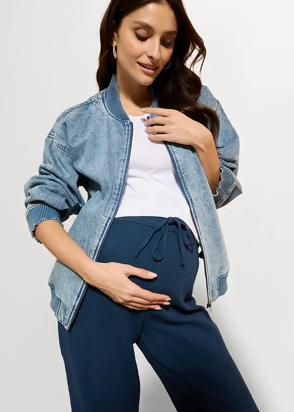 Pantaloni pr&eacute;maman comodi in mussola di puro cotone con vita elasticizzata, bonprix