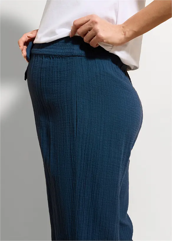 Pantaloni pr&eacute;maman comodi in mussola di puro cotone con vita elasticizzata, bonprix