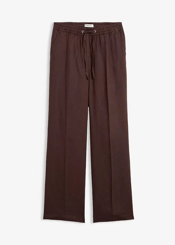 Pantaloni con elastico in vita in puro lino, bonprix