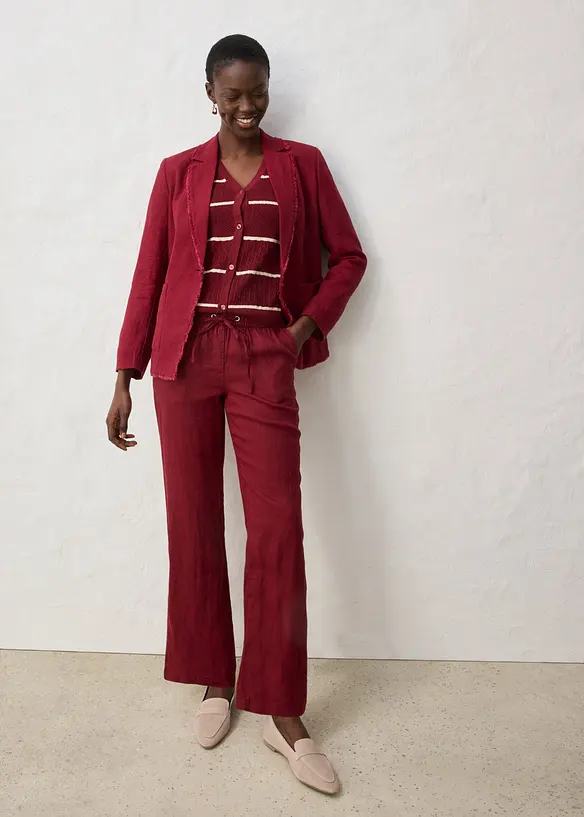 Pantaloni con elastico in vita in puro lino, bonprix