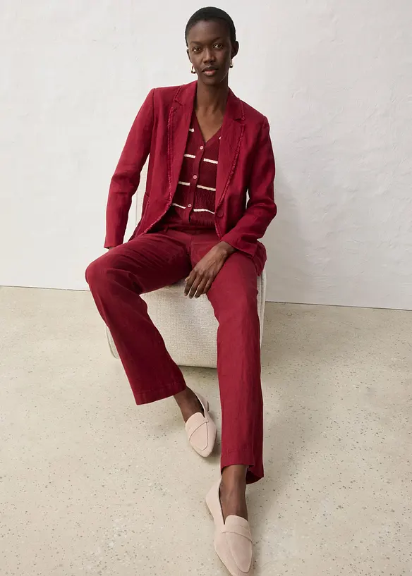 Pantaloni con elastico in vita in puro lino, bonprix