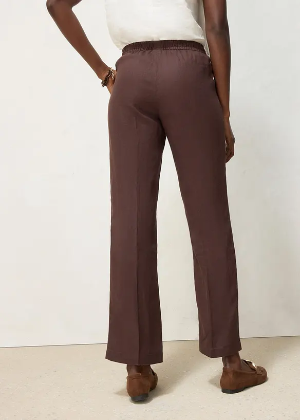 Pantaloni con elastico in vita in puro lino, bonprix
