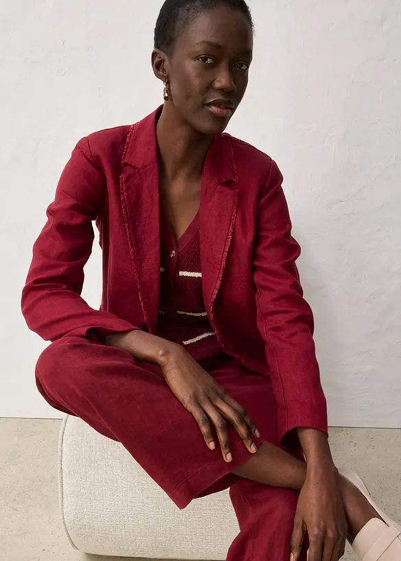 Pantaloni con elastico in vita in puro lino, bonprix