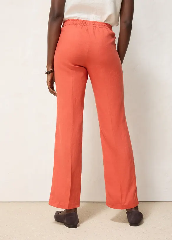 Pantaloni con elastico in vita in puro lino, bonprix