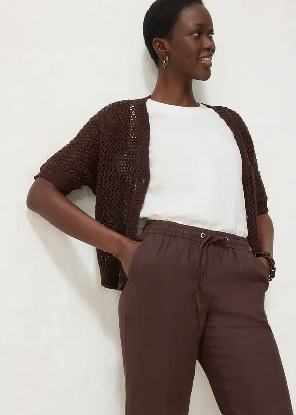 Pantaloni con elastico in vita in puro lino, bonprix