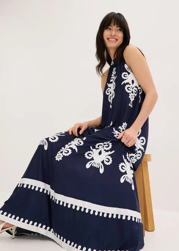 Abito in jersey fantasia di misto viscosa morbido, bonprix