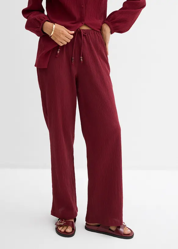 Pantaloni in crinkle strutturato con elastico in vita, bonprix