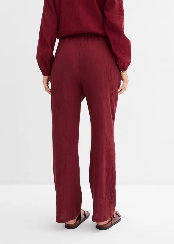 Pantaloni in crinkle strutturato con elastico in vita, bonprix