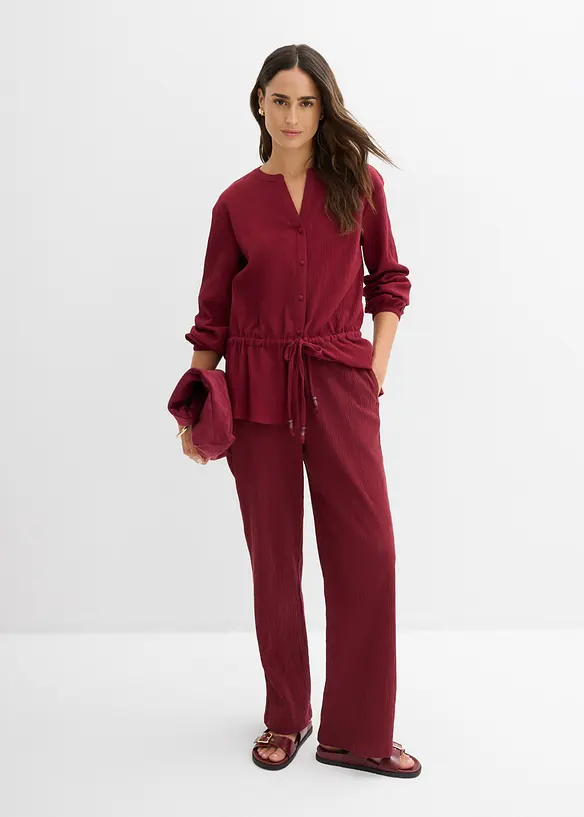 Pantaloni in crinkle strutturato con elastico in vita, bonprix