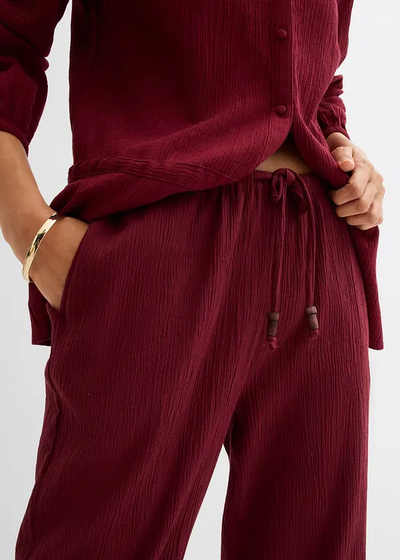 Pantaloni in crinkle strutturato con elastico in vita, bonprix