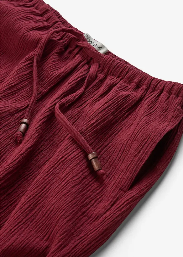 Pantaloni in crinkle strutturato con elastico in vita, bonprix