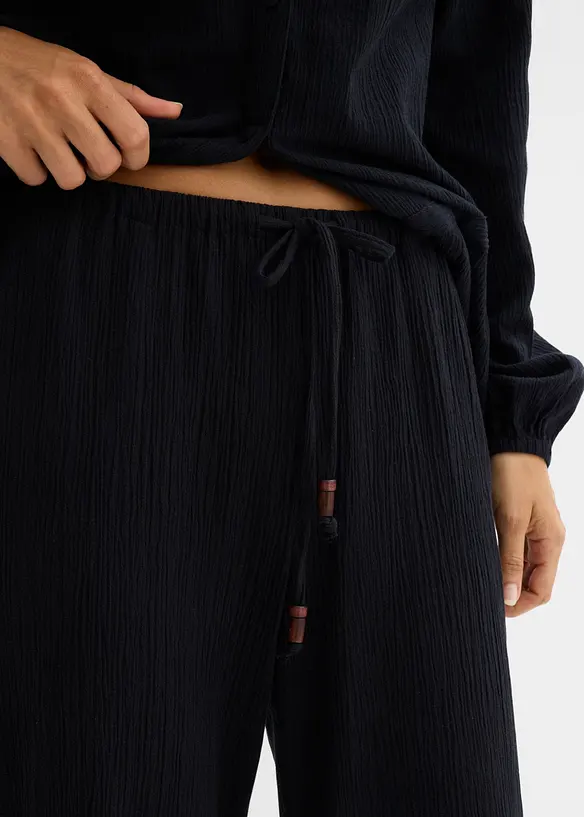 Pantaloni in crinkle strutturato con elastico in vita, bonprix