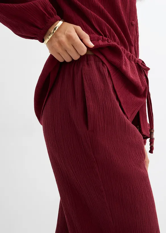 Pantaloni in crinkle strutturato con elastico in vita, bonprix