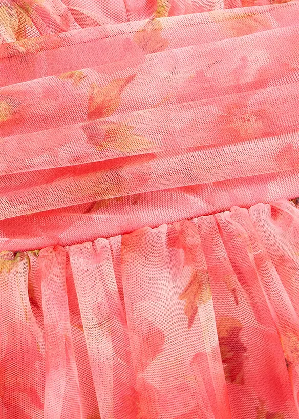 Abito midi in tulle fine con volant, bonprix