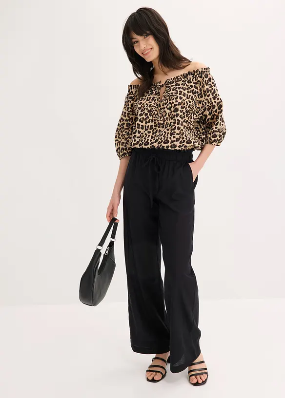 Pantaloni a palazzo in fresco misto lino, bonprix