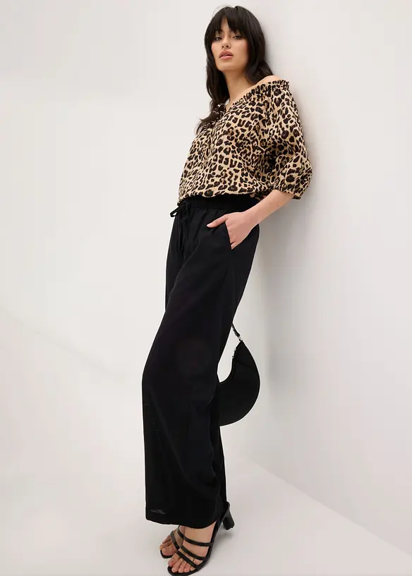 Pantaloni a palazzo in fresco misto lino, bonprix