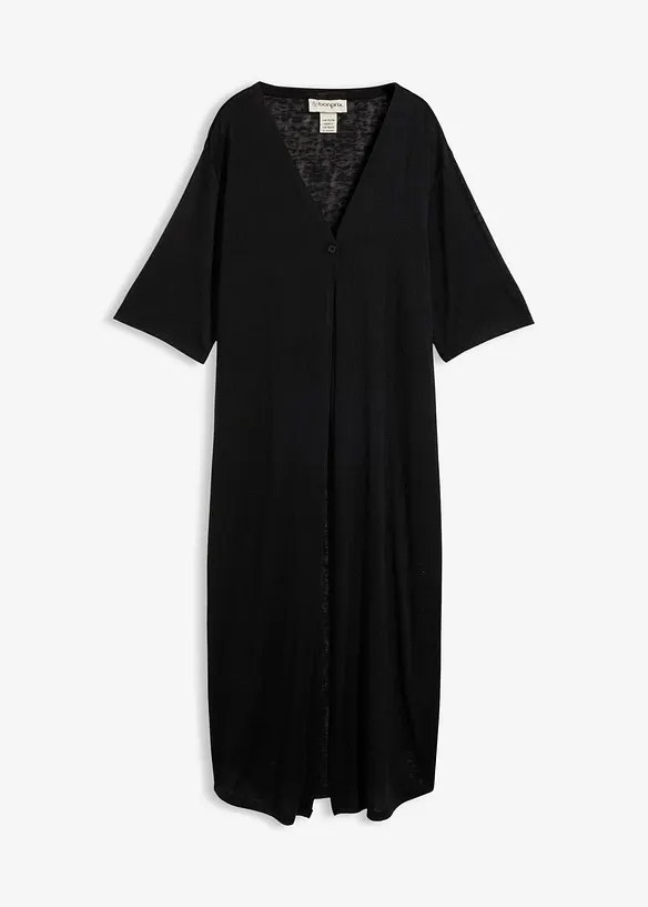 Cardigan lungo effetto lino, bonprix