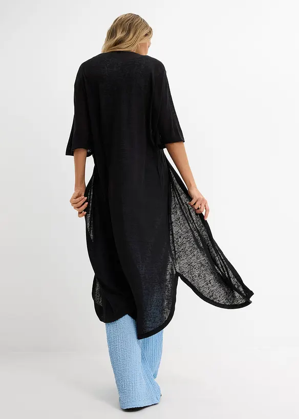 Cardigan lungo effetto lino, bonprix