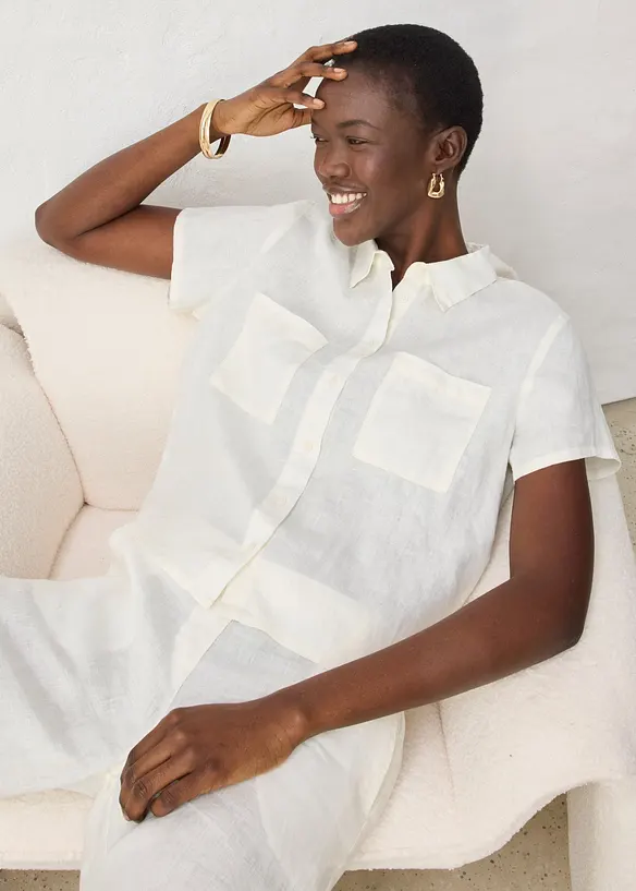 Camicetta a maniche corte in puro lino, bonprix