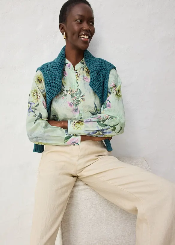 Blusa con volant in rami&egrave; rinfrescante, bonprix