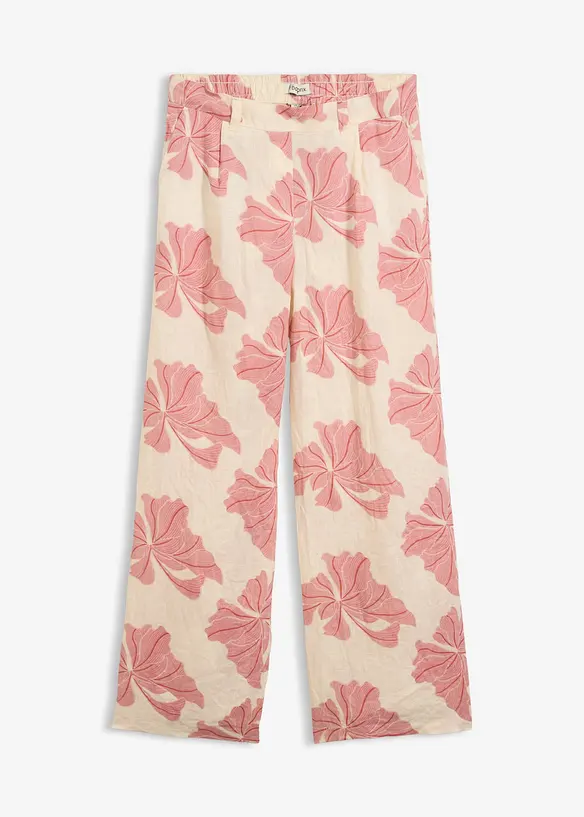 Pantaloni larghi in puro lino, bonprix